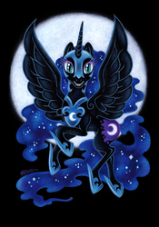 Size: 686x982 | Tagged: safe, artist:macgreen, nightmare moon, g4, female, solo, traditional art