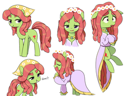 Size: 1280x978 | Tagged: safe, artist:30clock, tree hugger, earth pony, pony, g4, make new friends but keep discord, clothes, cute, dress, eyes closed, female, gala dress, huggerbetes, mare, open mouth, smiling, solo