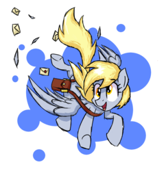 Size: 968x1000 | Tagged: safe, artist:signal15, derpy hooves, pegasus, pony, g4, female, flying, letter, mailbag, mailmare, mare, solo