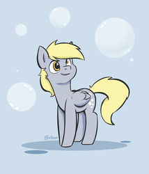 Size: 1600x1866 | Tagged: safe, artist:php49, derpibooru exclusive, derpy hooves, pegasus, pony, g4, bubble, female, mare, smiling, solo