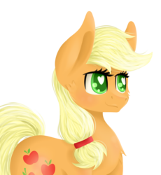 Size: 2300x2500 | Tagged: safe, artist:blocksy-art, applejack, pony, g4, chest fluff, female, hatless, heart eyes, high res, missing accessory, simple background, smirk, solo, transparent background, wingding eyes