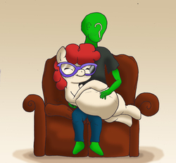 Size: 2392x2214 | Tagged: safe, artist:seenty, twist, oc, oc:anon, g4, couch, high res, pregnant