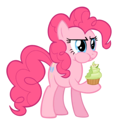 Size: 524x550 | Tagged: safe, screencap, pinkie pie, g4, chewing, cupcake, female, simple background, solo, transparent background, vector