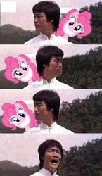Size: 406x698 | Tagged: safe, pinkie pie, g4, bruce lee, crossover, meme parody, needs more jpeg