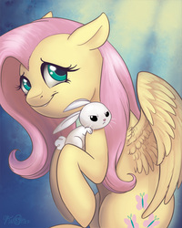 Size: 600x750 | Tagged: safe, artist:katotter, angel bunny, fluttershy, g4, cute