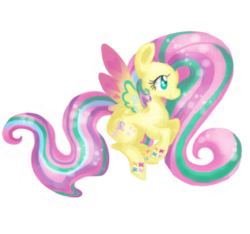 Size: 457x428 | Tagged: safe, artist:chiuuchiuu, fluttershy, g4, female, rainbow power, simple background, solo, transparent background