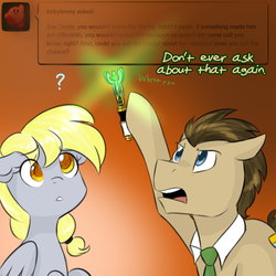 Size: 750x750 | Tagged: safe, artist:jitterbugjive, derpy hooves, doctor whooves, time turner, pony, lovestruck derpy, g4, ask, dialogue, doctor who, male, sonic screwdriver, stallion, the doctor, tumblr, tumblr comic