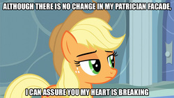 Size: 800x450 | Tagged: safe, edit, edited screencap, screencap, applejack, g4, tanks for the memories, applejack cries on the inside, caption, crying inside, image macro, male, meme, the simpsons