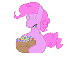 Size: 500x450 | Tagged: safe, artist:liracrown, part of a set, pinkie pie, g4, animated, blinking, candy, chubby, eating, fat, female, simple background, sitting, solo, white background