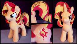 Size: 1600x914 | Tagged: safe, artist:equestriaplush, sunset shimmer, pony, unicorn, g4, irl, photo, plushie, rebecca shoichet, signature, solo