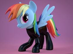 Size: 1080x800 | Tagged: dead source, safe, artist:3d thread, artist:creatorofpony, rainbow dash, pegasus, pony, g4, 3d, 3d model, blender, female, latex, mare, simple background, solo