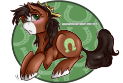 Size: 2500x1700 | Tagged: safe, artist:downpourpony, trouble shoes, earth pony, pony, appleoosa's most wanted, g4, my little pony: friendship is magic, blushing, male, solo, stallion, unshorn fetlocks