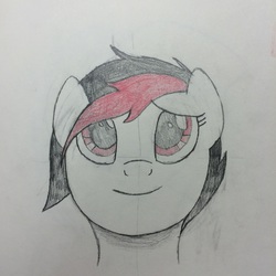 Size: 2448x2448 | Tagged: safe, artist:afterman, oc, oc only, oc:miss eri, black and red mane, emo, high res, smiling, solo, traditional art, two toned mane