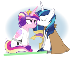 Size: 950x750 | Tagged: safe, artist:dm29, princess cadance, shining armor, g4, cape, carrie fisher, clothes, cosplay, female, lightsaber, male, may the fourth be with you, nuzzling, princess leia, ship:shiningcadance, shipping, sniffing, star wars, straight