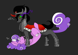 Size: 1280x913 | Tagged: safe, artist:candynights, king sombra, screwball, g4, backwards cutie mark, cute, eye clipping through hair, misleading thumbnail, screwbetes, swirly eyes