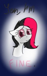 Size: 800x1280 | Tagged: safe, oc, oc only, oc:miss eri, black and red mane, emo, solo, two toned mane