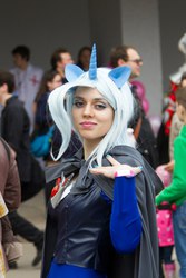 Size: 682x1024 | Tagged: safe, trixie, human, g4, 2015, alicorn amulet, clothes, cosplay, irl, irl human, photo, rubronycon, russian, solo