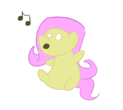 Size: 500x450 | Tagged: safe, artist:liracrown, part of a set, fluttershy, g4, animated, female, simple background, singing, sitting, solo, white background