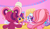 Size: 740x435 | Tagged: safe, screencap, cheerilee (g3), pinkie pie (g3), scootaloo (g3), starsong, sweetie belle (g3), g3, g3.5, waiting for the winter wishes festival, back of head, chef's hat, front view, frown, hair, hat, looking back, pigtails, rear view, teeth
