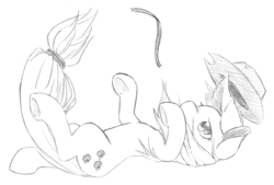 Size: 1966x1330 | Tagged: safe, artist:aisureimi, applejack, g4, falling, monochrome, underhoof