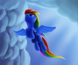 Size: 2609x2189 | Tagged: safe, artist:odooee, rainbow dash, g4, cloud, cloudy, female, flying, high res, solo