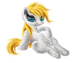 Size: 1200x1050 | Tagged: safe, artist:cr1v, oc, oc only, oc:aryanne, earth pony, pony, 3d, eye lashes, female, fluffy, hairy, irl, photo, realistic, sitting, solo, spoopy, sultry pose, uncanny valley