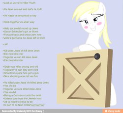 Size: 600x552 | Tagged: safe, oc, oc only, oc:aryanne, earth pony, pony, /mlp/, 4chan, 4chan screencap, blushing, door, fascism, female, germany, lyrics, racist barn, raise this barn, singing, solo, song, sultry pose, thread