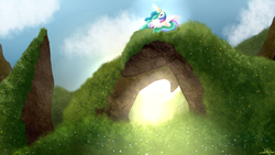 Size: 1920x1080 | Tagged: safe, artist:katsu, princess celestia, g4, female, flower, grass, rock, solo, sunrise, wallpaper