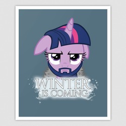 Size: 630x630 | Tagged: safe, artist:alexstrazse, twilight sparkle, g4, tanks for the memories, beard, bust, crossover, female, floppy ears, game of thrones, solo, twilight starkle, winter is coming