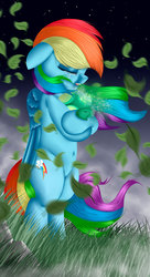 Size: 900x1655 | Tagged: safe, artist:saddnesspony, rainbow dash, tank, pony, g4, belly button, bipedal, crying, leaves, night
