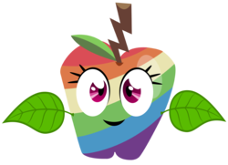 Size: 1835x1329 | Tagged: safe, artist:megarainbowdash2000, idw, rainbow dash, friends forever, g4, spoiler:comic, spoiler:comicff15, apple, female, food, food transformation, idw showified, simple background, solo, species swap, transparent background, zap apple, zap apple dash