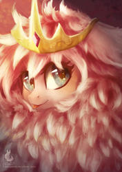 Size: 1448x2048 | Tagged: safe, artist:wilvarin-liadon, oc, oc only, oc:fluffle puff, crown, female, mare, solo