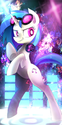 Size: 1000x2000 | Tagged: safe, artist:rocy canvas, dj pon-3, vinyl scratch, g4, abstract background, female, rearing, solo