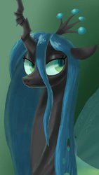 Size: 600x1067 | Tagged: safe, artist:miracle32, queen chrysalis, changeling, changeling queen, g4, bust, crown, female, gradient background, jewelry, portrait, regalia, solo