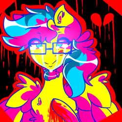 Size: 320x320 | Tagged: safe, artist:iceybae, oc, oc only, oc:frozen soul, eyebleed, neon, vent art