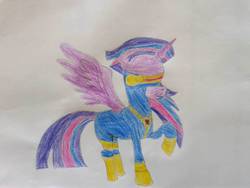 Size: 960x720 | Tagged: safe, artist:anonimo17, twilight sparkle, cyclops, g4, alternate clothes, cyclops (marvel), marvel, masked matter-horn costume, power ponies, simple background, traditional art, x-men