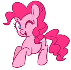 Size: 2212x2169 | Tagged: safe, artist:flaminbunny, pinkie pie, earth pony, pony, g4, cute, diapinkes, female, high res, mare, no pupils, open mouth, simple background, solo, transparent background, wink
