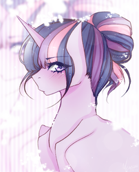 Size: 1347x1665 | Tagged: safe, artist:cristate, twilight sparkle, g4, alternate hairstyle, female, solo