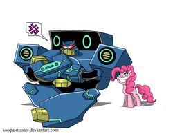 Size: 1800x1400 | Tagged: safe, artist:koopa-master, pinkie pie, earth pony, pony, g4, annoyed, cross-popping veins, crossover, cute, female, grin, mare, smiling, soundwave, transformers, transformers animated