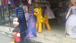 Size: 960x540 | Tagged: safe, applejack, g4, bootleg, mexico, mickey mouse, palindrome get, piñata, princess sofia, sofia the first