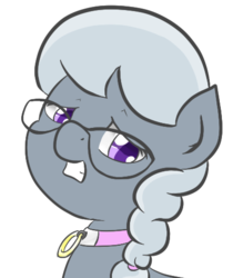 Size: 416x496 | Tagged: safe, artist:alazak, silver spoon, g4, collar, explicit source, female, reaction image, simple background, solo, transparent background