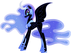 Size: 2931x2214 | Tagged: safe, artist:chris117, artist:lynne naylor, nightmare moon, alicorn, pony, g4, armor, concept art, ethereal mane, female, high res, mare, simple background, solo, starry mane, transparent background, vector, what could have been