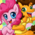 Size: 500x500 | Tagged: safe, artist:theunununium, cheese sandwich, pinkie pie, g4, :d, back to back, bust, colored pupils, duo, happy, looking at you, open mouth, open smile, smiling