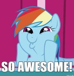 Size: 610x633 | Tagged: safe, rainbow dash, g4, female, image macro, meme, so awesome, solo