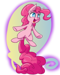 Size: 800x1000 | Tagged: safe, artist:heir-of-rick, part of a set, pinkie pie, g4, cutie mark, female, impossibly large ears, open mouth, smiling, solo, tail stand