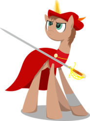 Size: 2488x3364 | Tagged: safe, artist:zacatron94, oc, oc only, oc:heroic armour, high res, rapier, red mage, solo, sword