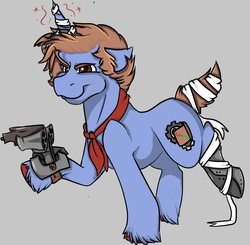 Size: 1982x1944 | Tagged: safe, artist:ahsystemdown, oc, oc only, oc:gears, gun, solo