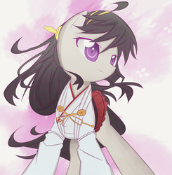 Size: 2584x2639 | Tagged: safe, artist:cyanaeolin, artist:vipeydashie, octavia melody, earth pony, pony, g4, abstract background, ahoge, clothes, collaboration, colored pupils, cosplay, female, haruna, high res, kantai collection, shrunken pupils, solo