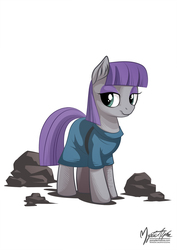 Size: 955x1351 | Tagged: safe, artist:mysticalpha, maud pie, g4, female, looking at you, rock, smiling, solo, when she smiles