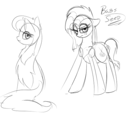 Size: 501x448 | Tagged: safe, artist:aureai-sketches, babs seed, octavia melody, g4, monochrome, sketch